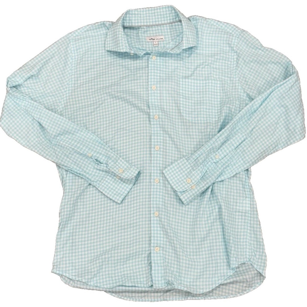 Peter Millar Morris Crown Lite Check Performance Button-Up Shirt Size Large